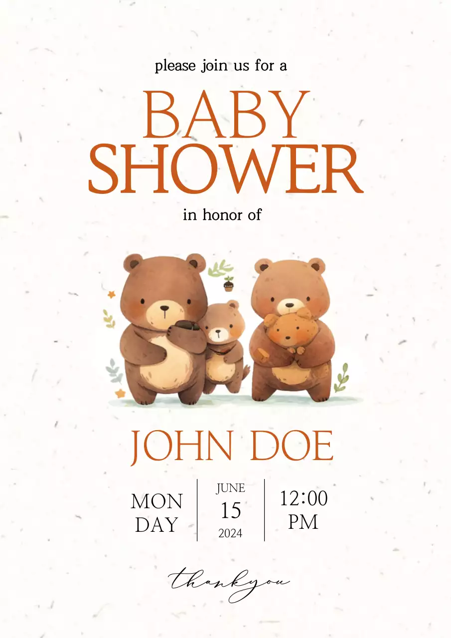 Orange Cute Baby Invitation Poster