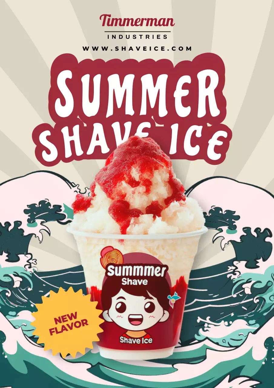 Red Retro Shave Ice Promotion Poster