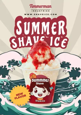 Red Retro Shave Ice Promotion Poster