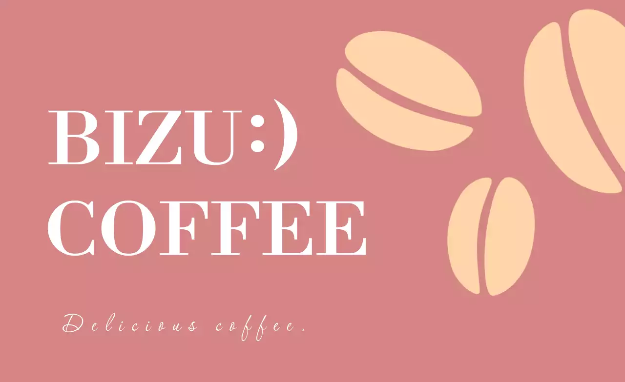 붉은 연갈색과 연주황색의 화이트 텍스트 커피콩 일러스트로 이루어진 클래식한 카페 홍보