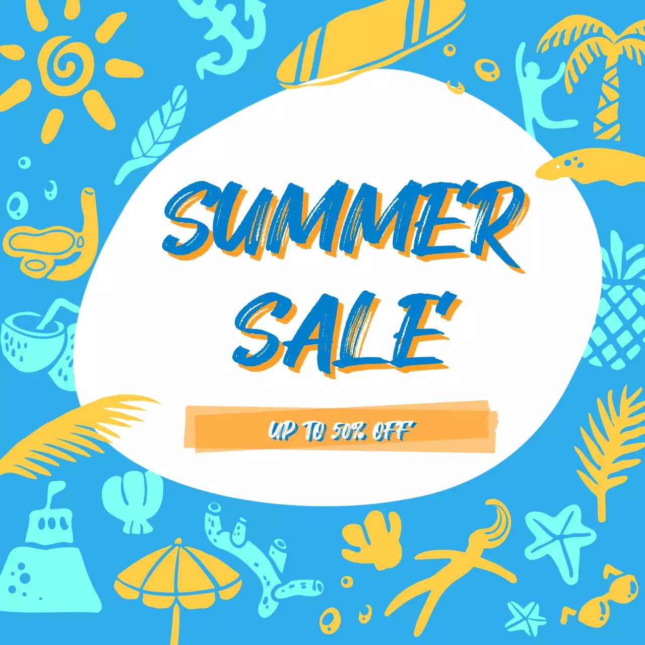 낙서를 활용한 시원한 여름 컨셉의 이벤트 디자인