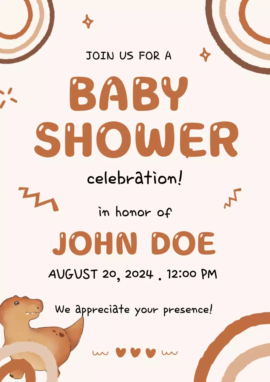Beige Playful Baby Invitation Poster
