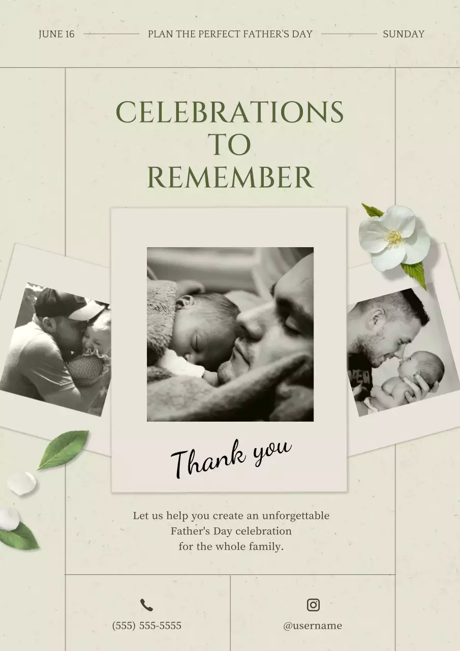 베이지색 우아한 아버지날 초대장 포스터