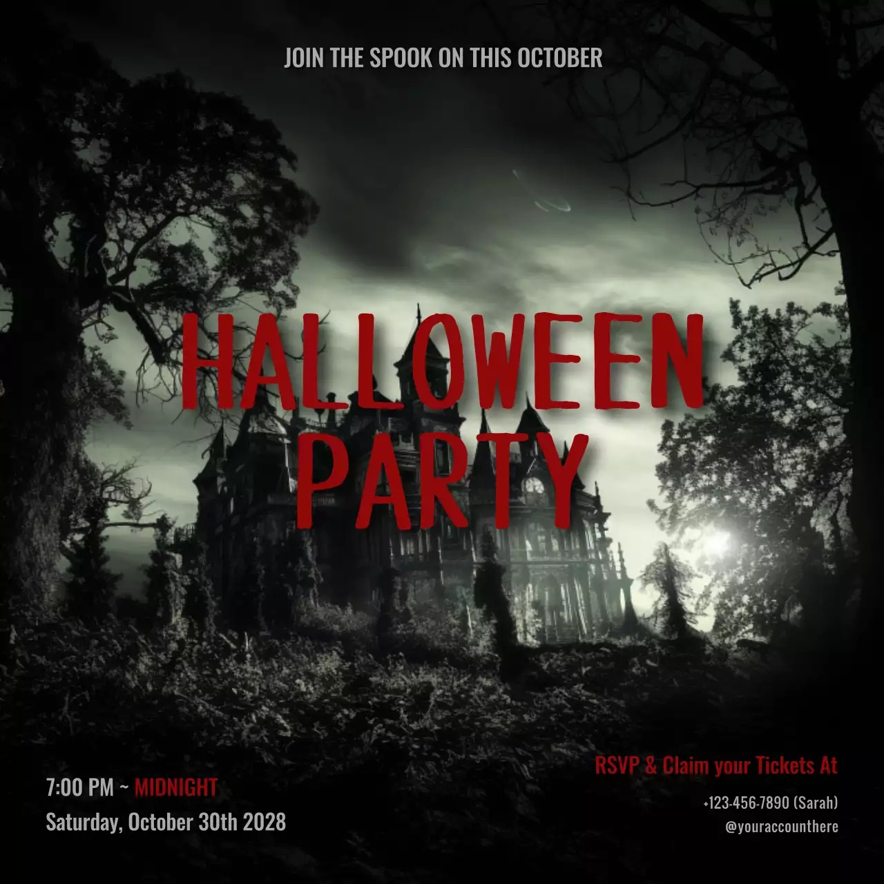 Black Gothic Halloween Invitation Social Media Post