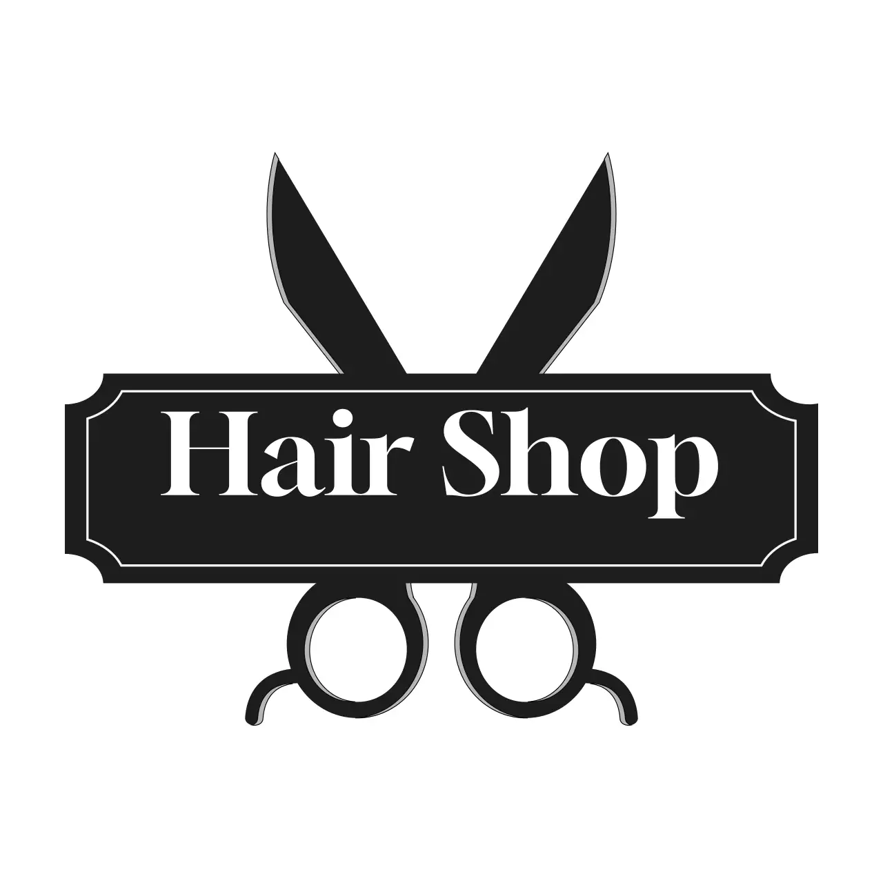 黒 シンプル ヘアサロン 看板 ロゴ