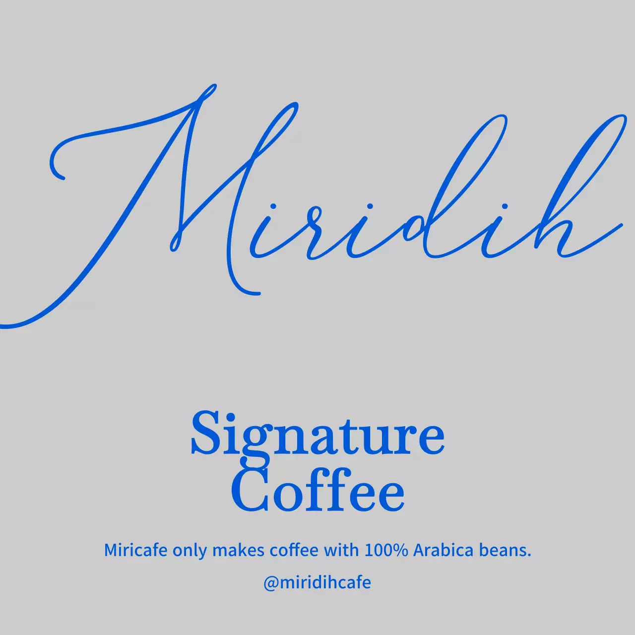 파란색의 카페 이름이 필기체로 강조된 카페