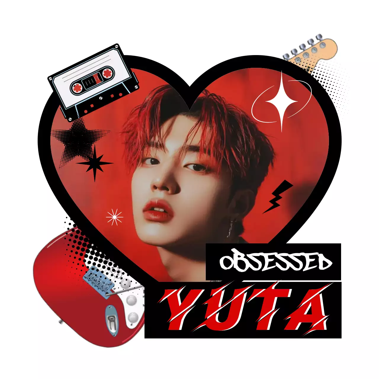 赤 ポップ 音楽 ステッカー 推し活