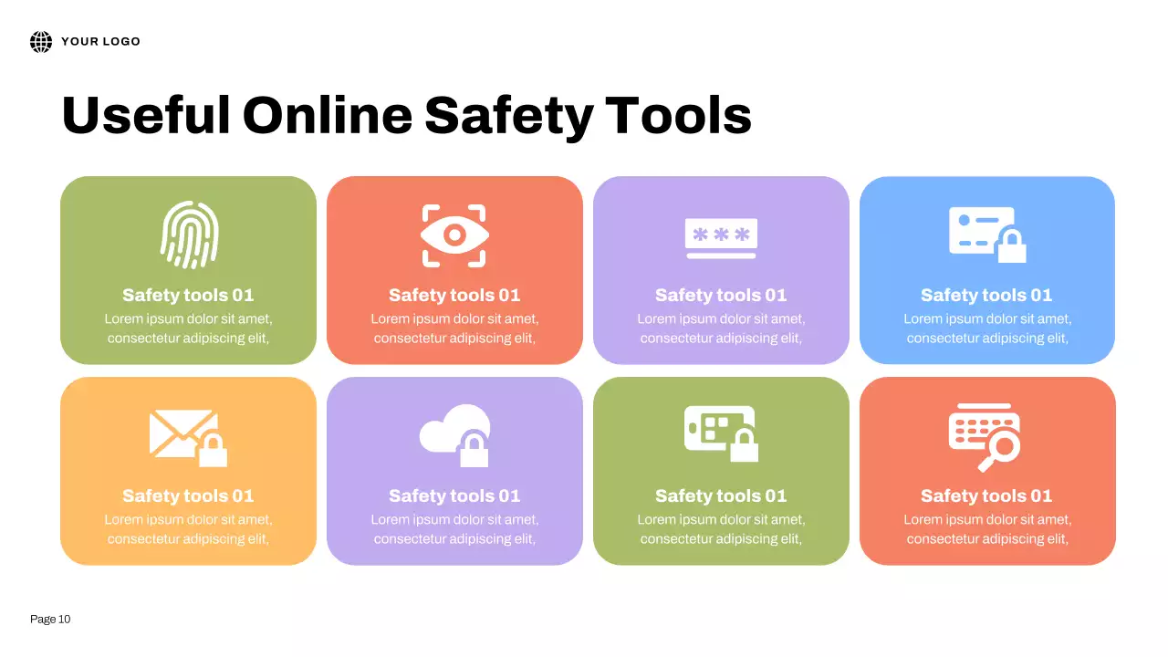 Bài thuyết trình minh họa 3D về an toàn Internet màu xanh lam