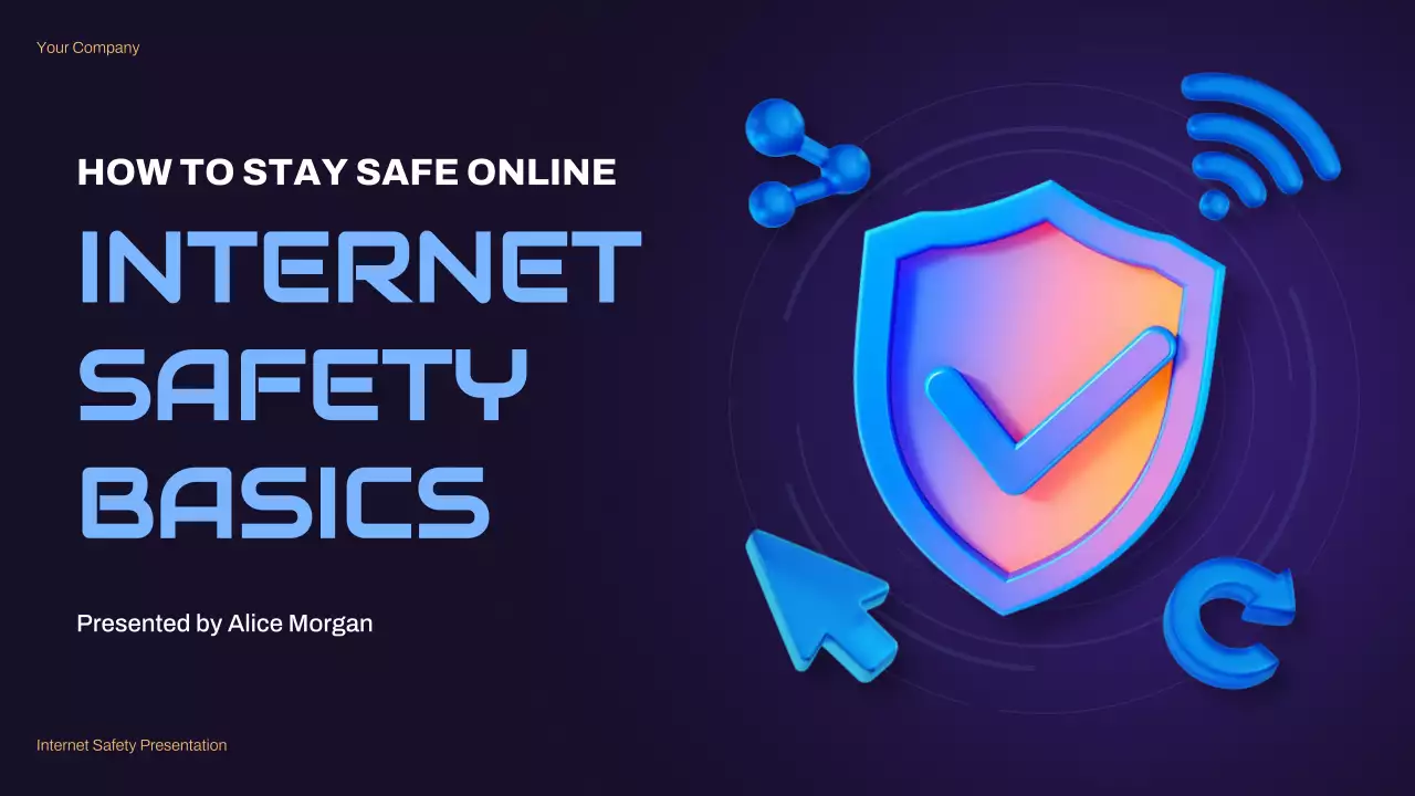 Blue 3D Illustrative Internet Safety Presentation