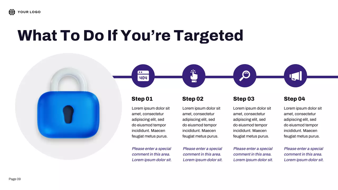 Bài thuyết trình minh họa 3D về an toàn Internet màu xanh lam