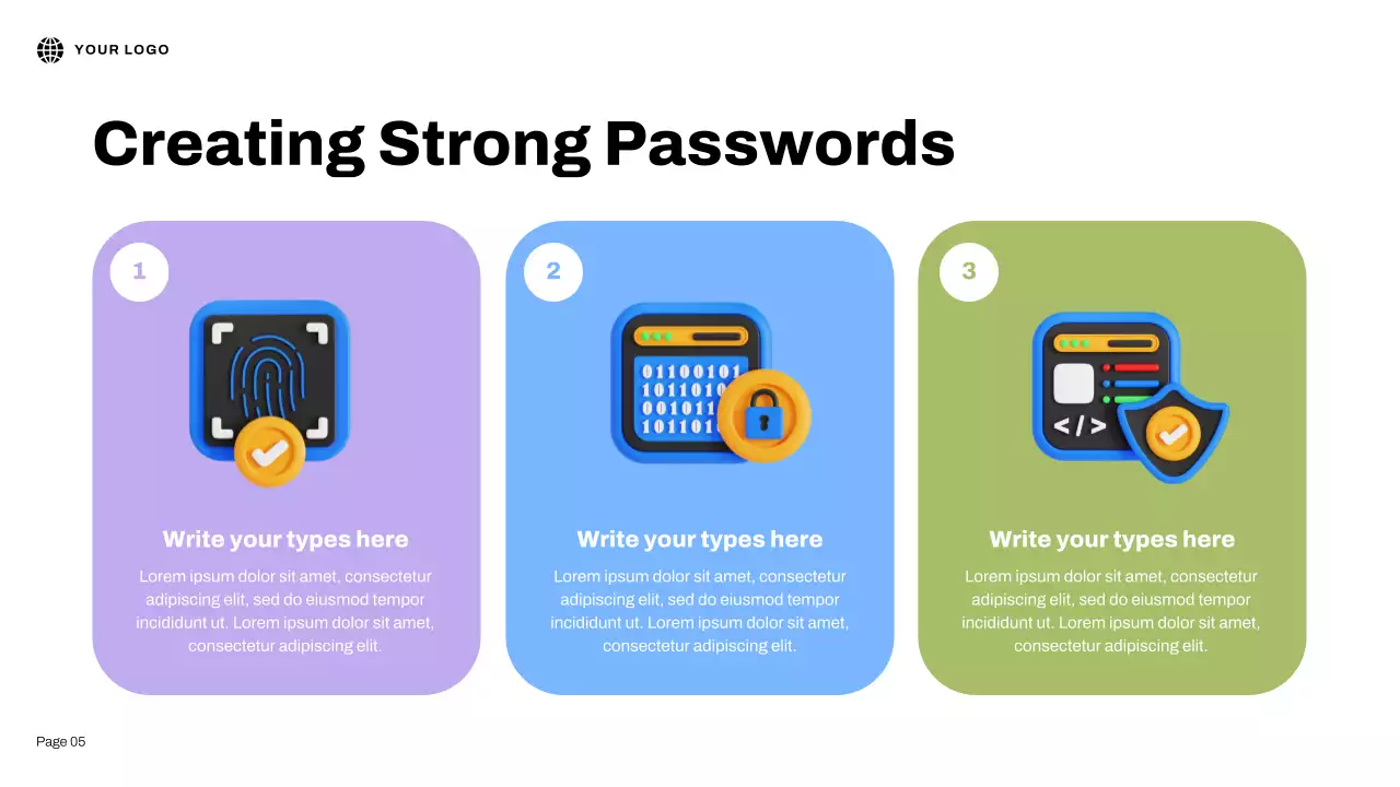 Bài thuyết trình minh họa 3D về an toàn Internet màu xanh lam