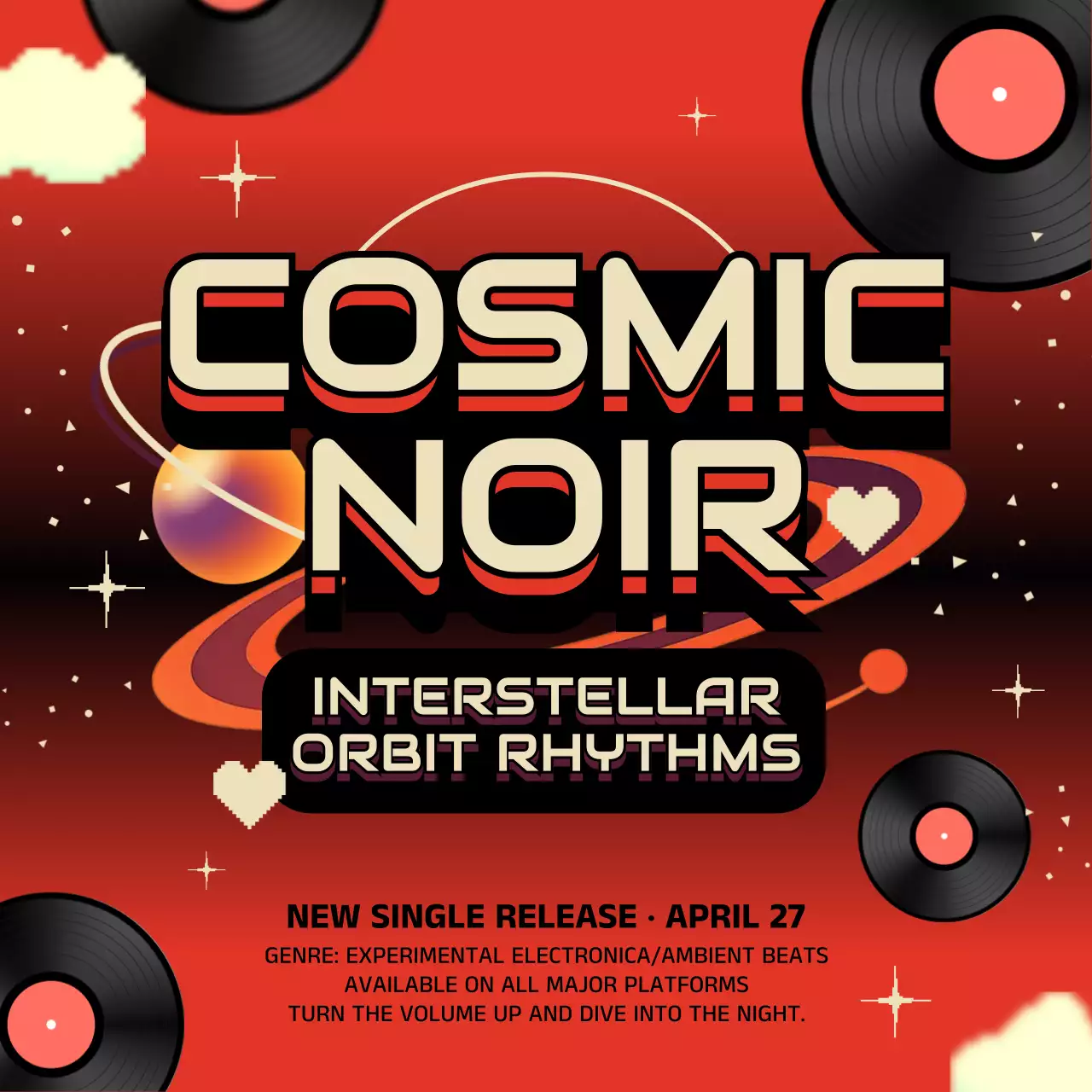 Red Retro Music Announcement Social Media Post