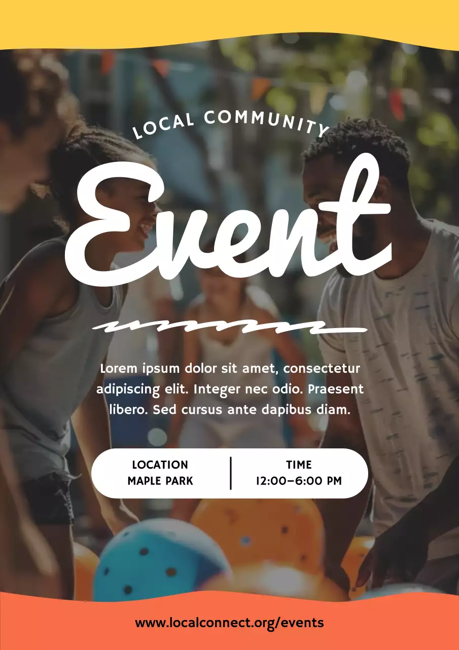 Yellow and Orange Bold Community Event Announcement Poster