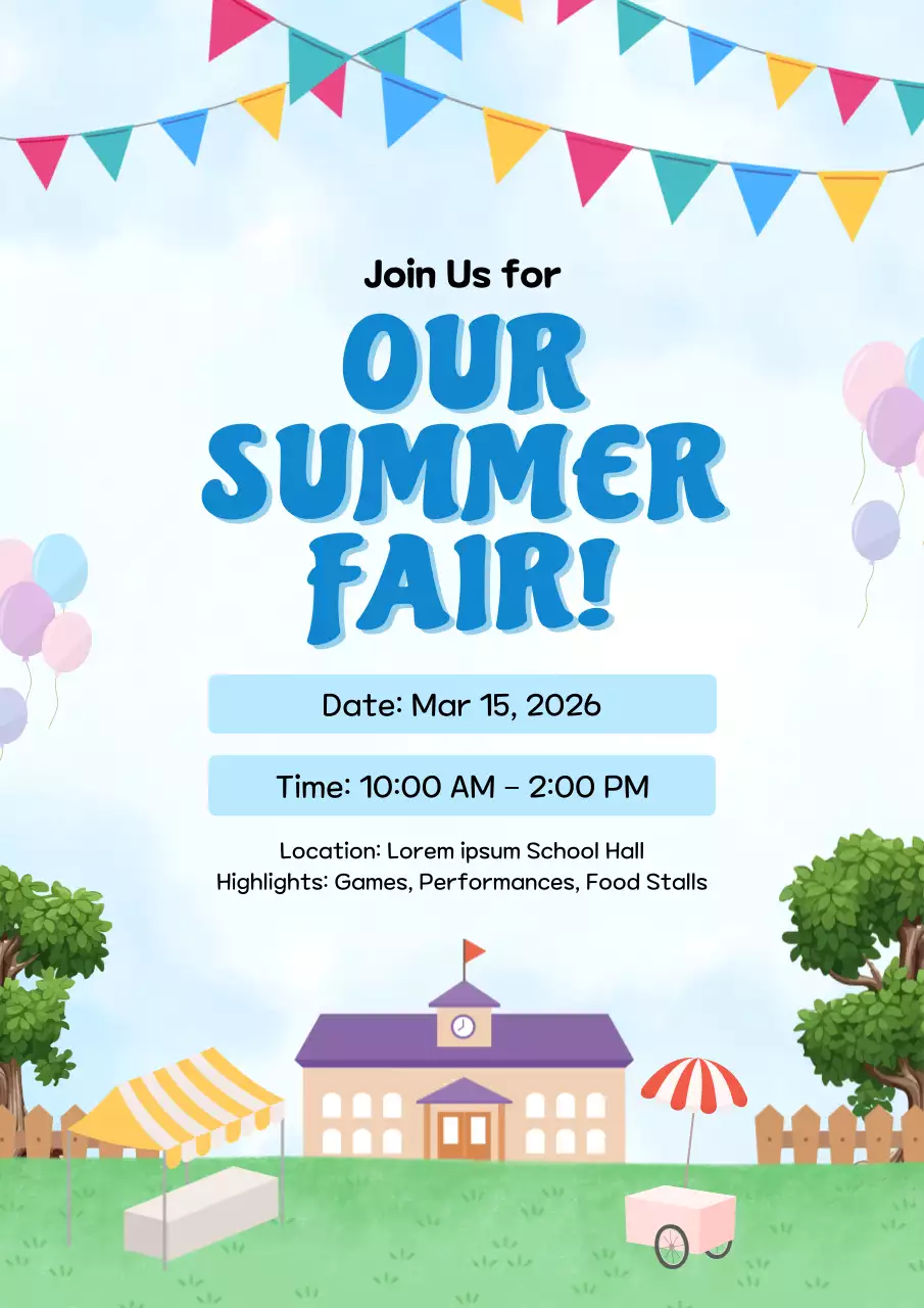 Blue Playful Summer Fair Invitation Poster