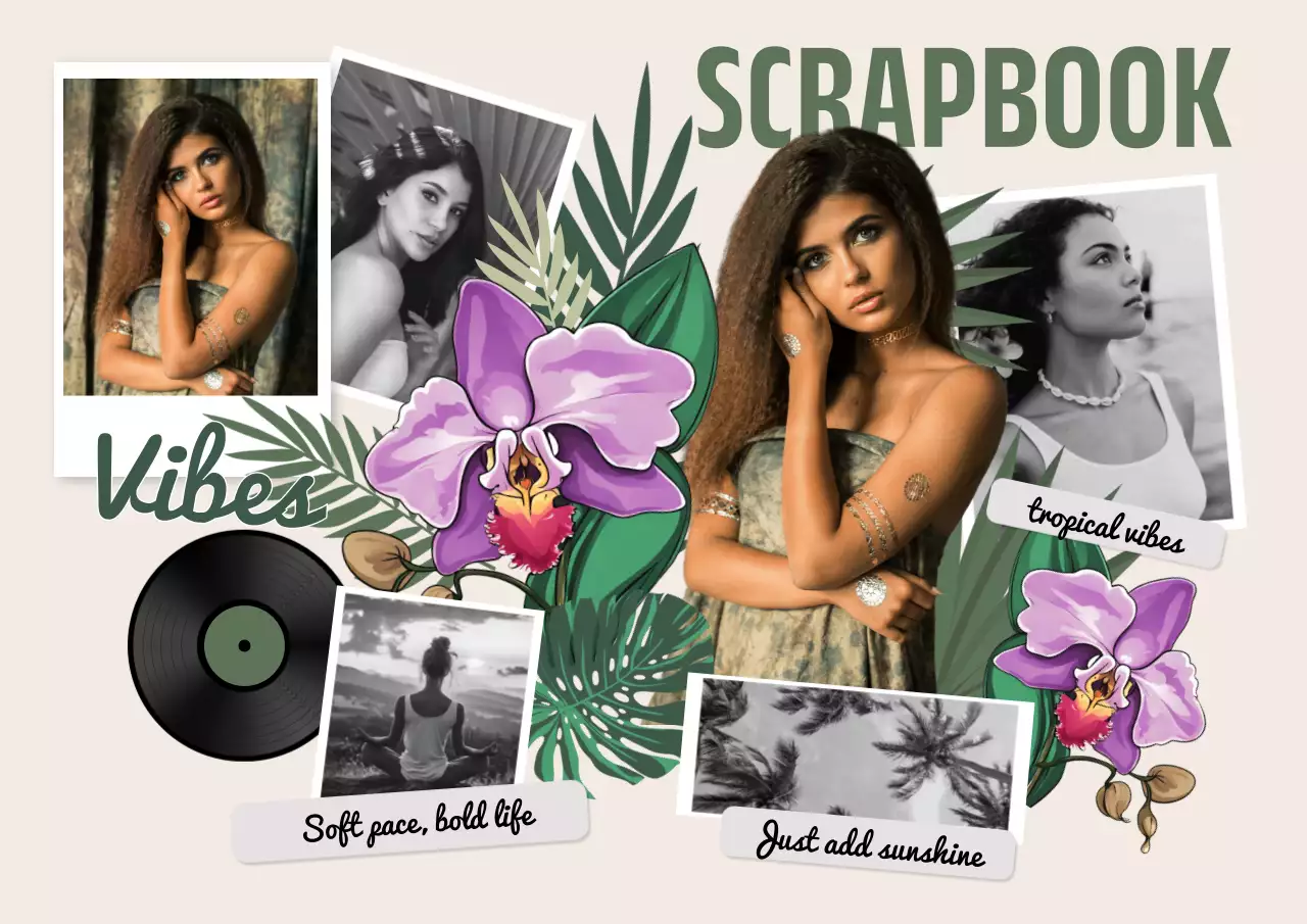 Green Tropical Scrapbook Design Poster