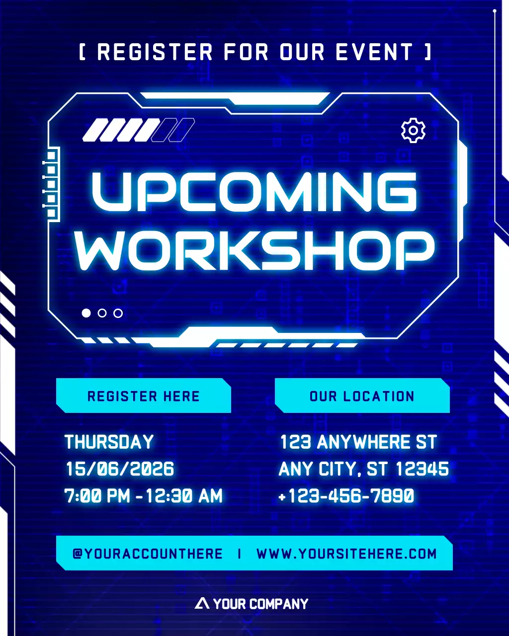 Blue Futuristic Tech Workshop Event Information Instagram Post