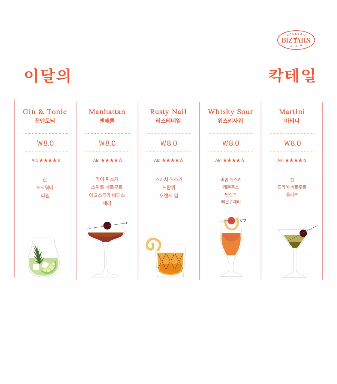 검정 고급 칵테일 바 메뉴 홍보물