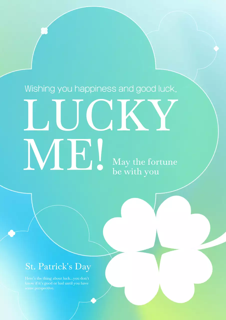 Simple four-leaf clover artwork in mint color