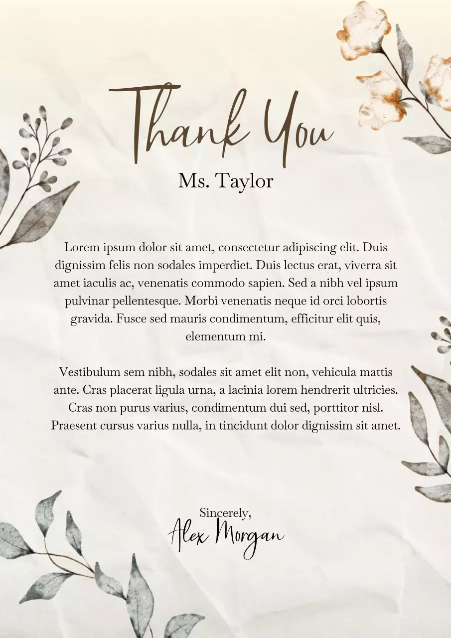 Beige Elegant Thank You Card Poster