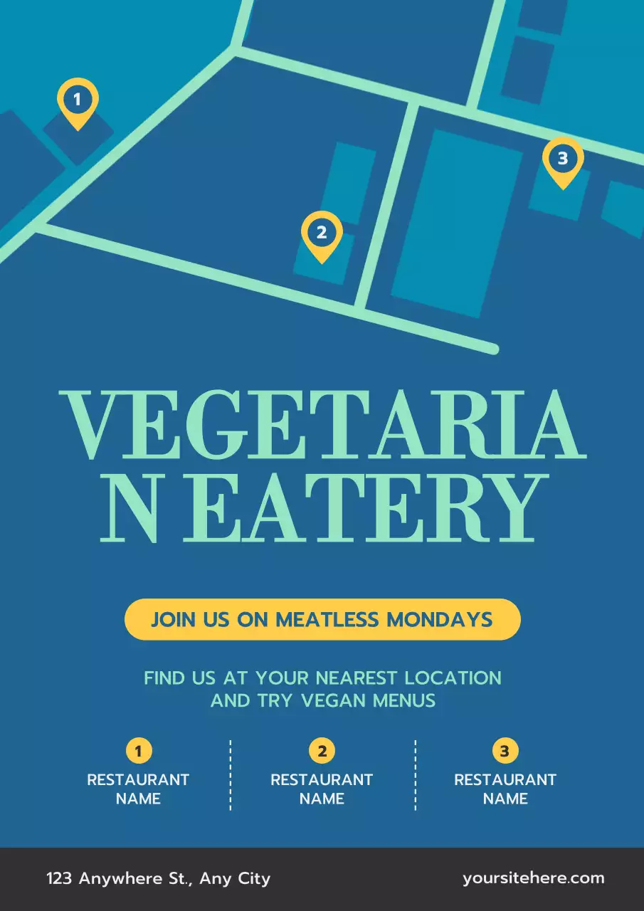 Blue Modern Vegetarian Promotion Poster