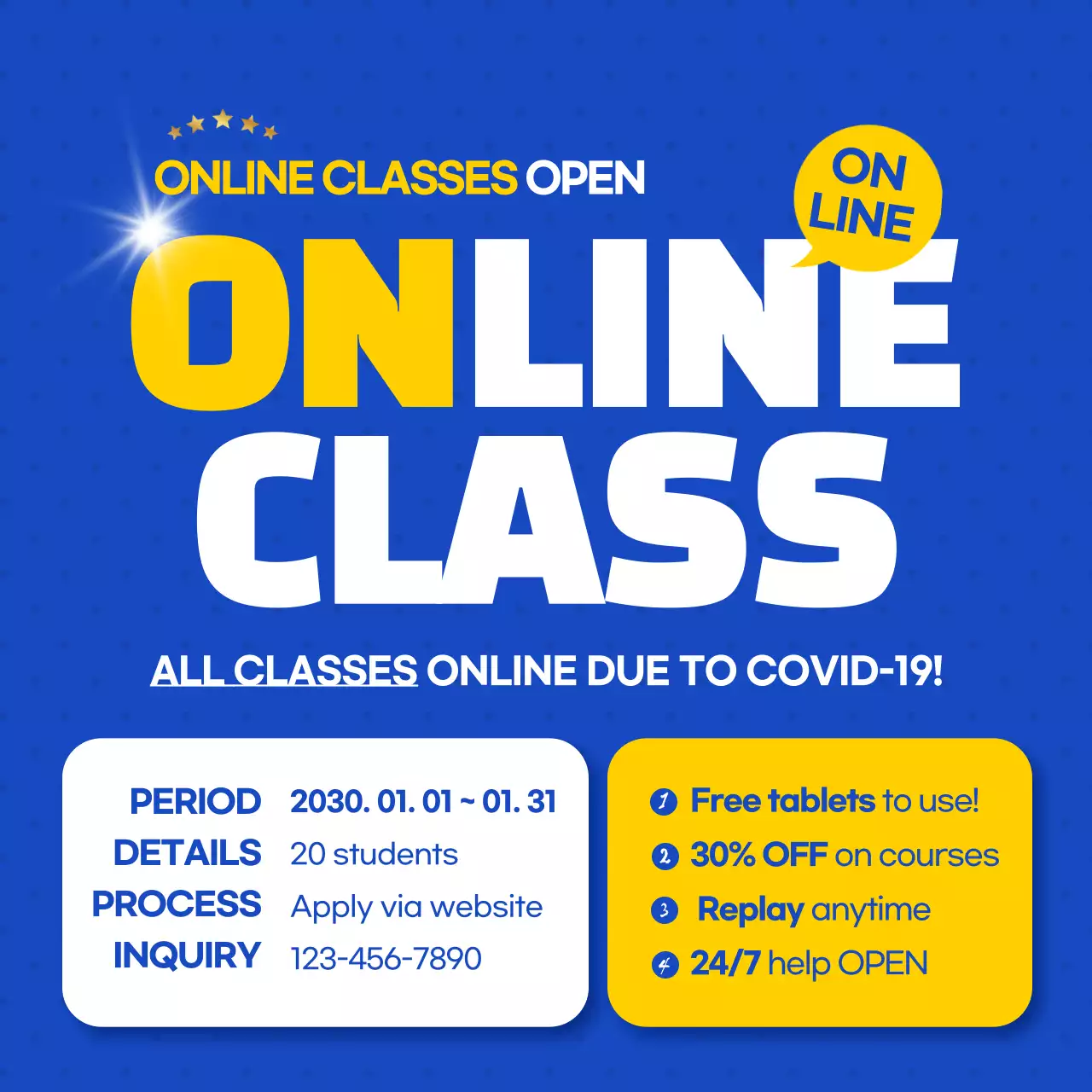 Blue Modern Online Course Promotion Social Media Post