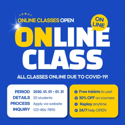 Blue Modern Online Course Promotion Social Media Post