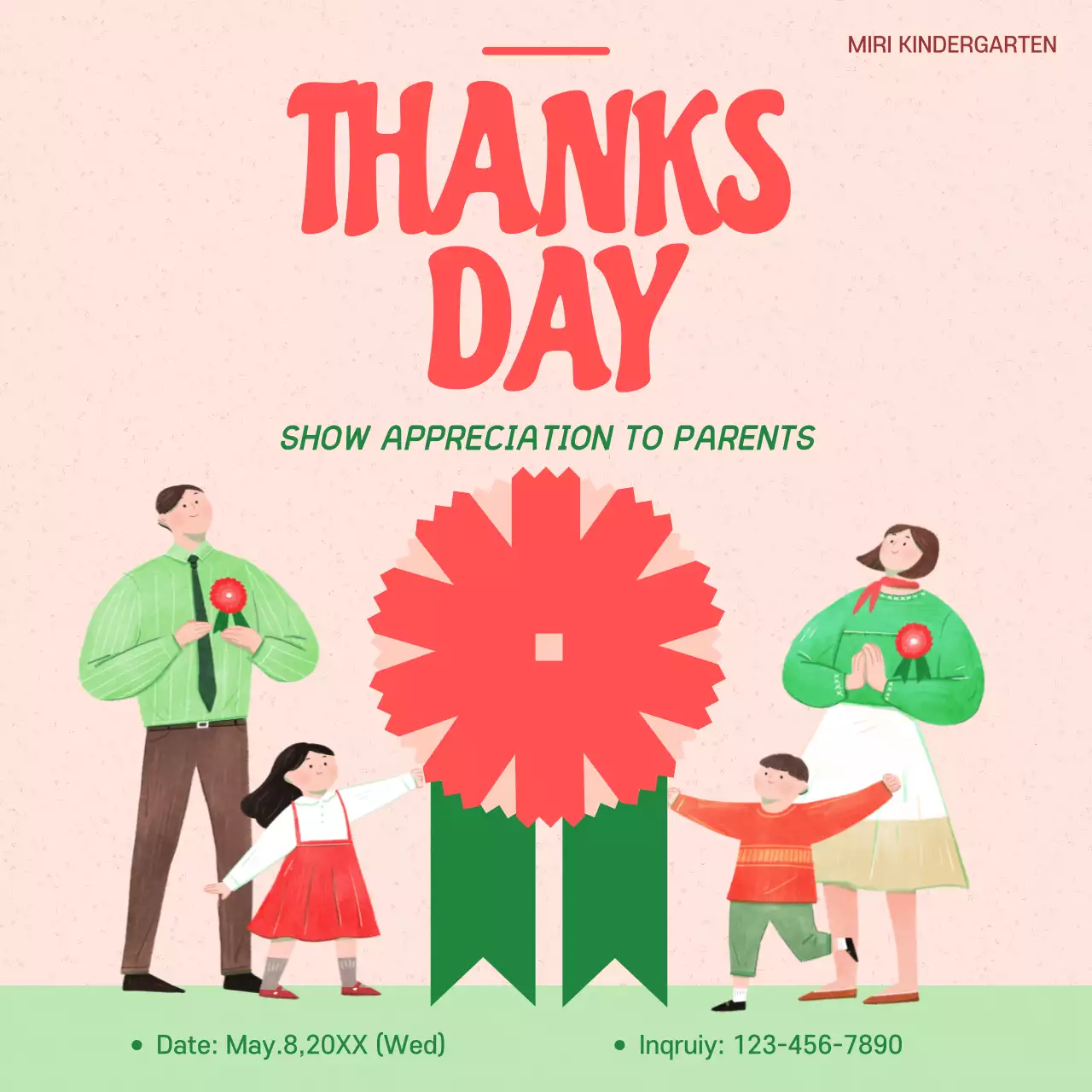 레드 레트로 감사 이벤트 소셜 미디어 게시물