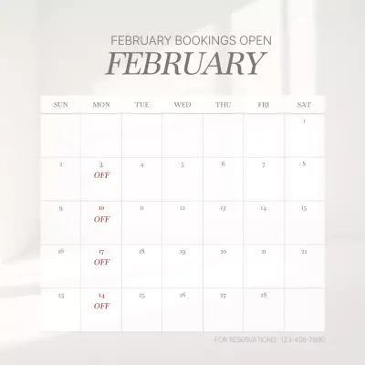 White Minimal Calendar Schedule Social Media Post