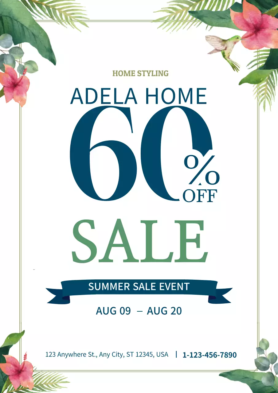 Green Tropical Sale Promotion Poster