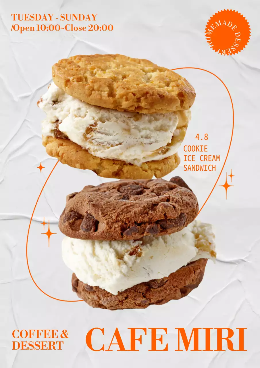 Vintage cafe poster in orange