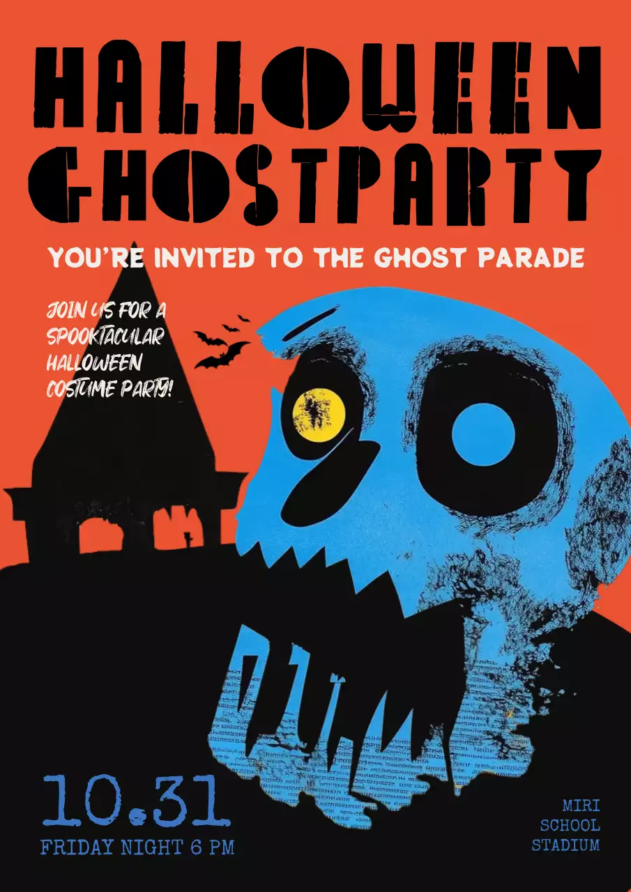 Orange Retro Halloween Invitation Poster