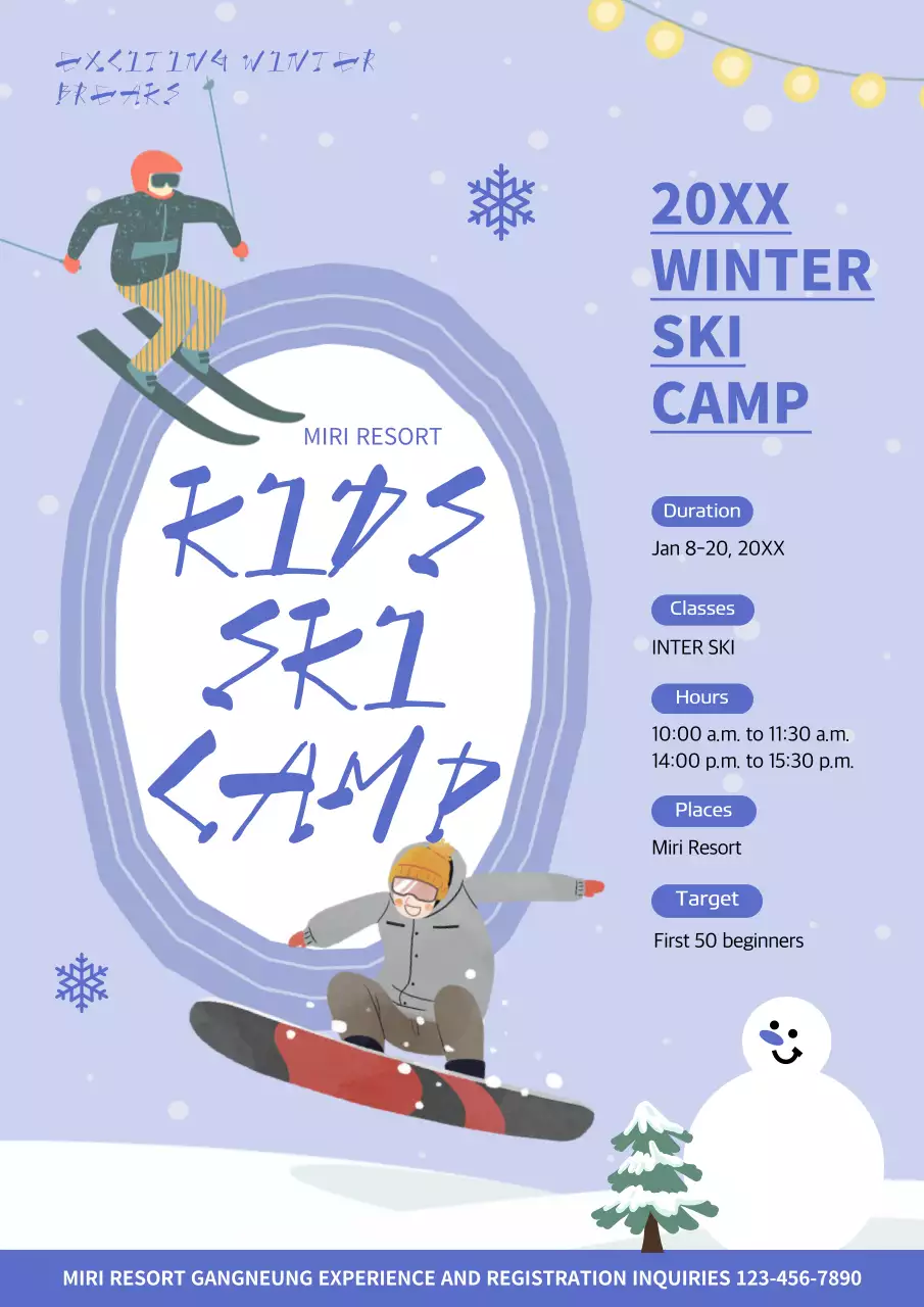 Blue Retro Ski Camp Event Poster