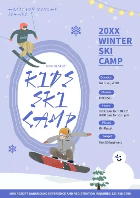Blue Retro Ski Camp Event Poster