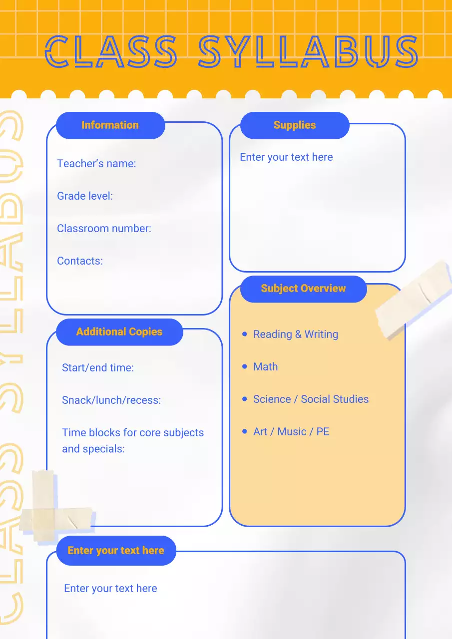 Orange and Blue Retro Class Schedule Poster
