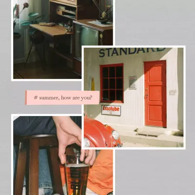 Red Retro Summer Greeting Social Media Post