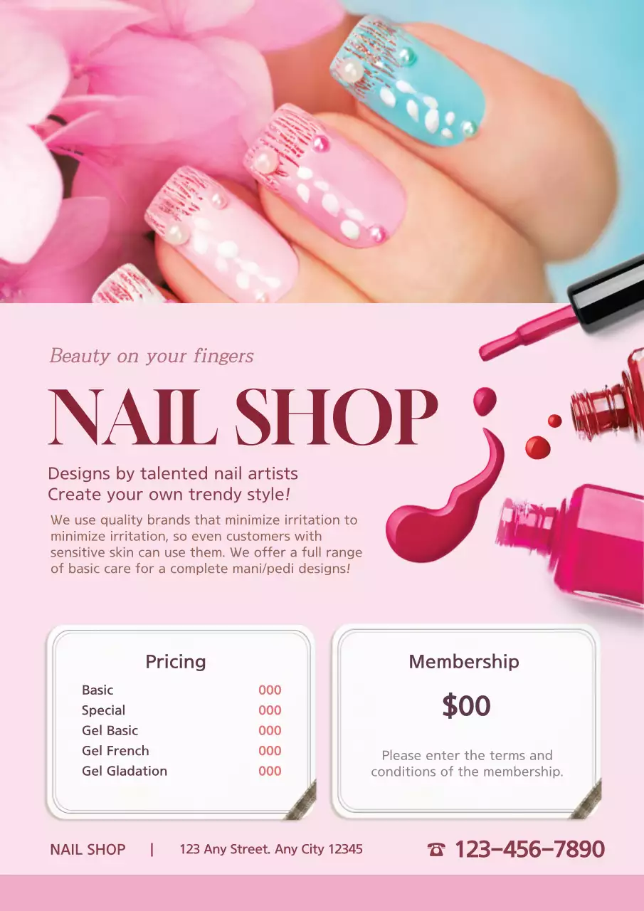 Pink Trendy Nail Promotion Poster