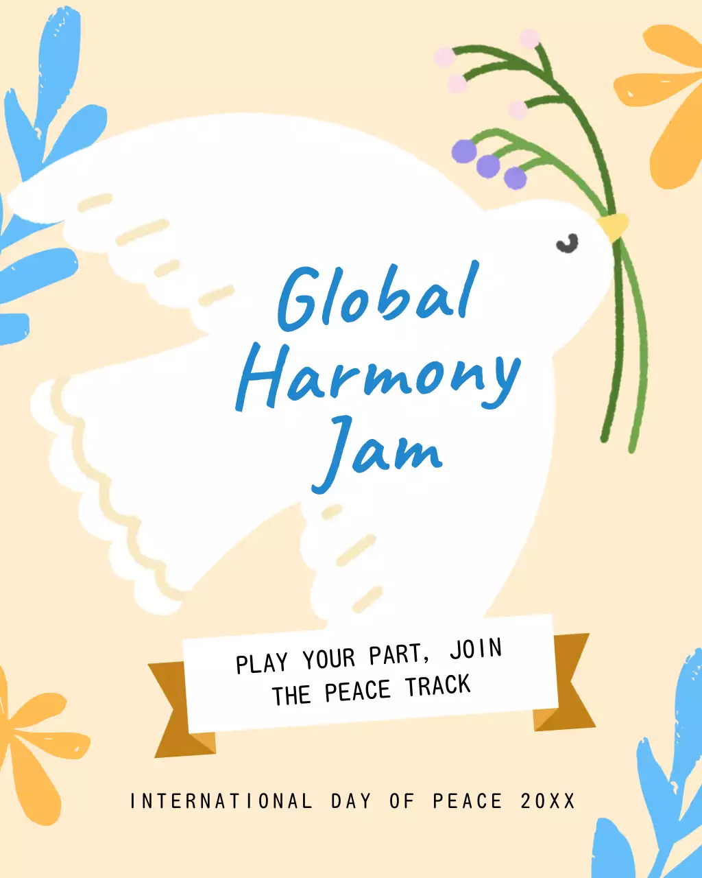 Blue Modern Peace Announcement Instagram Post