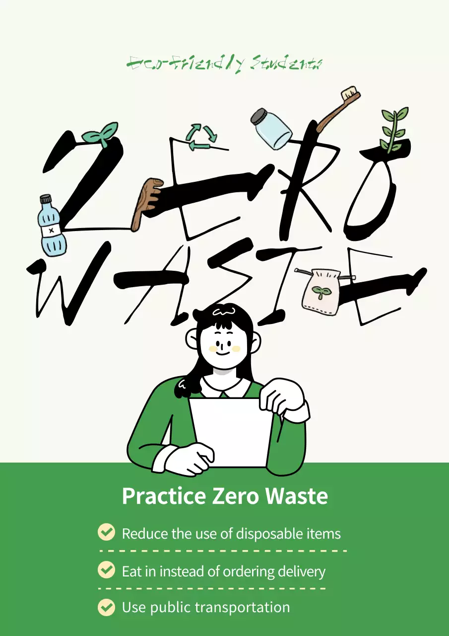 Green Simple Zero Waste Guide Poster