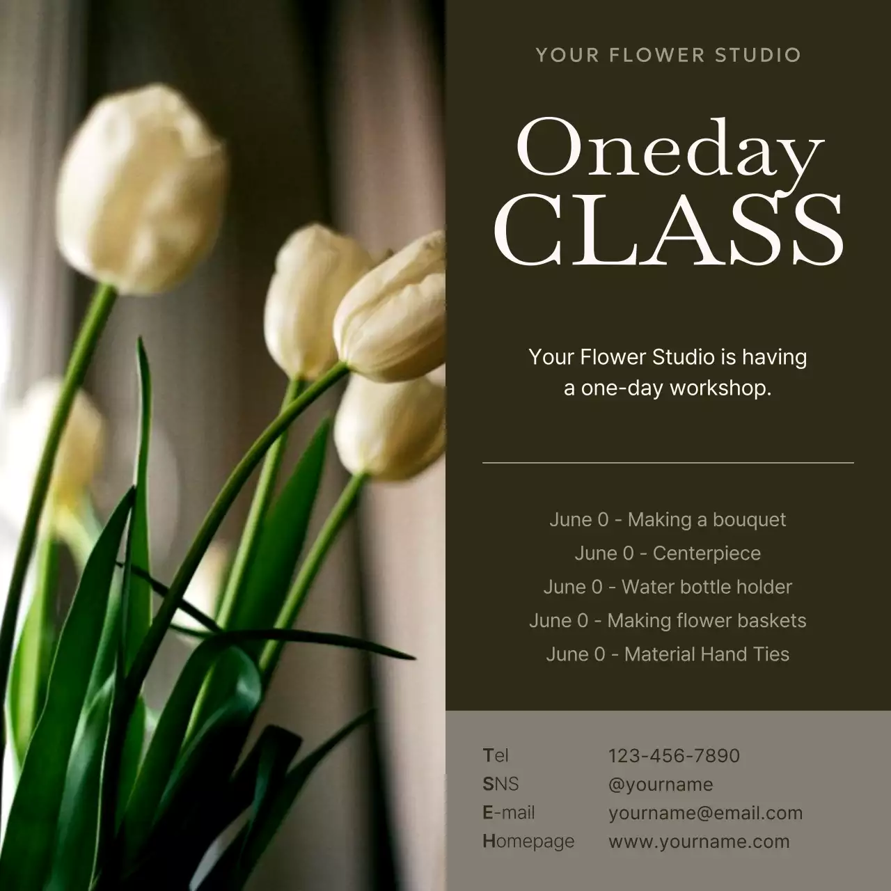 White Elegant Flower Class Invitation Social Media Post