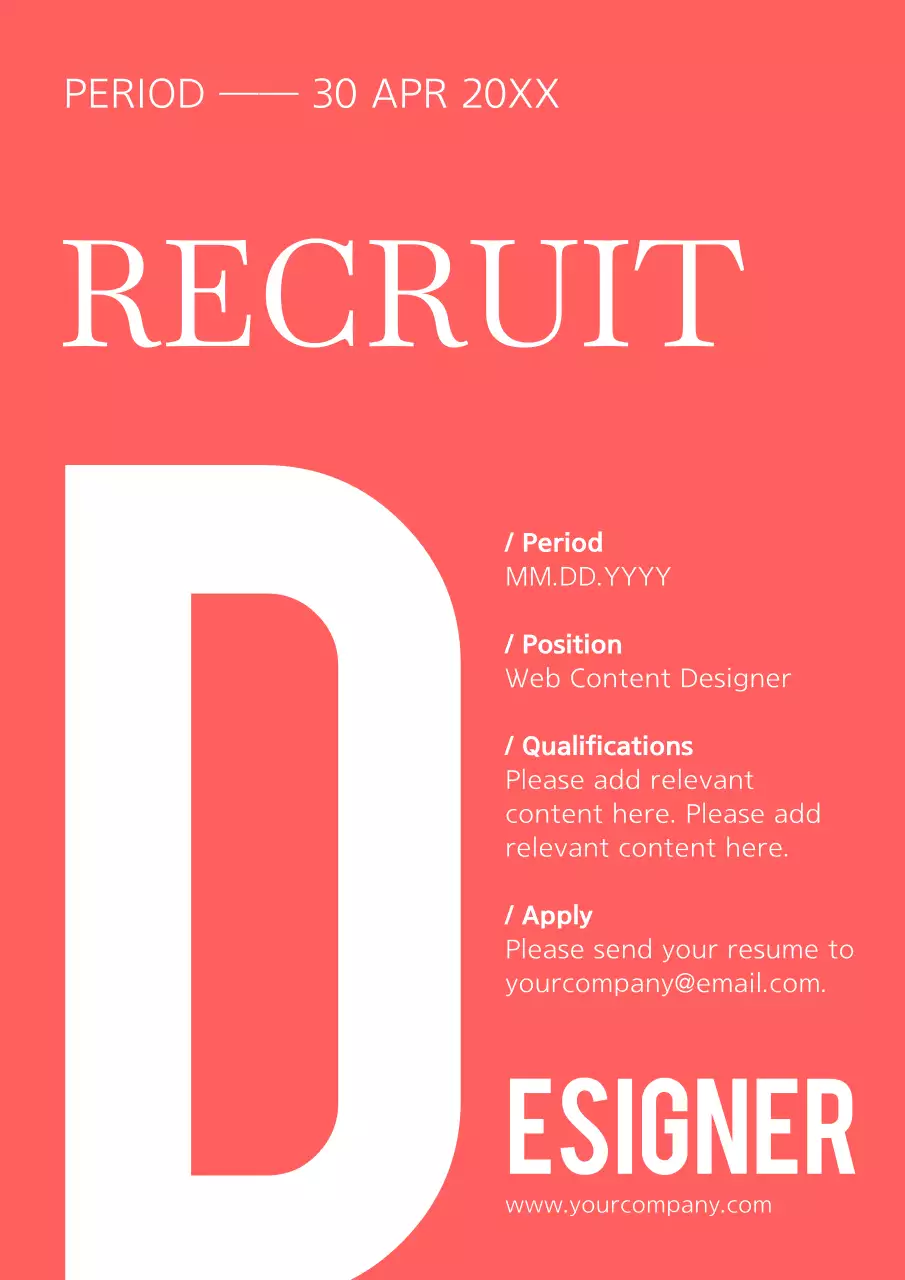 Coral Modern Recruitment Job Posting Poster