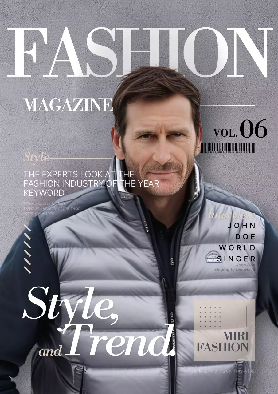A trendy fashion magazine in gray and beige