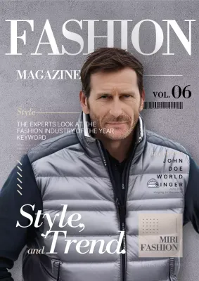 A trendy fashion magazine in gray and beige