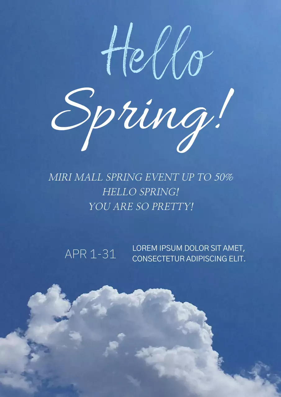 Light blue and white puffy sky springtime event