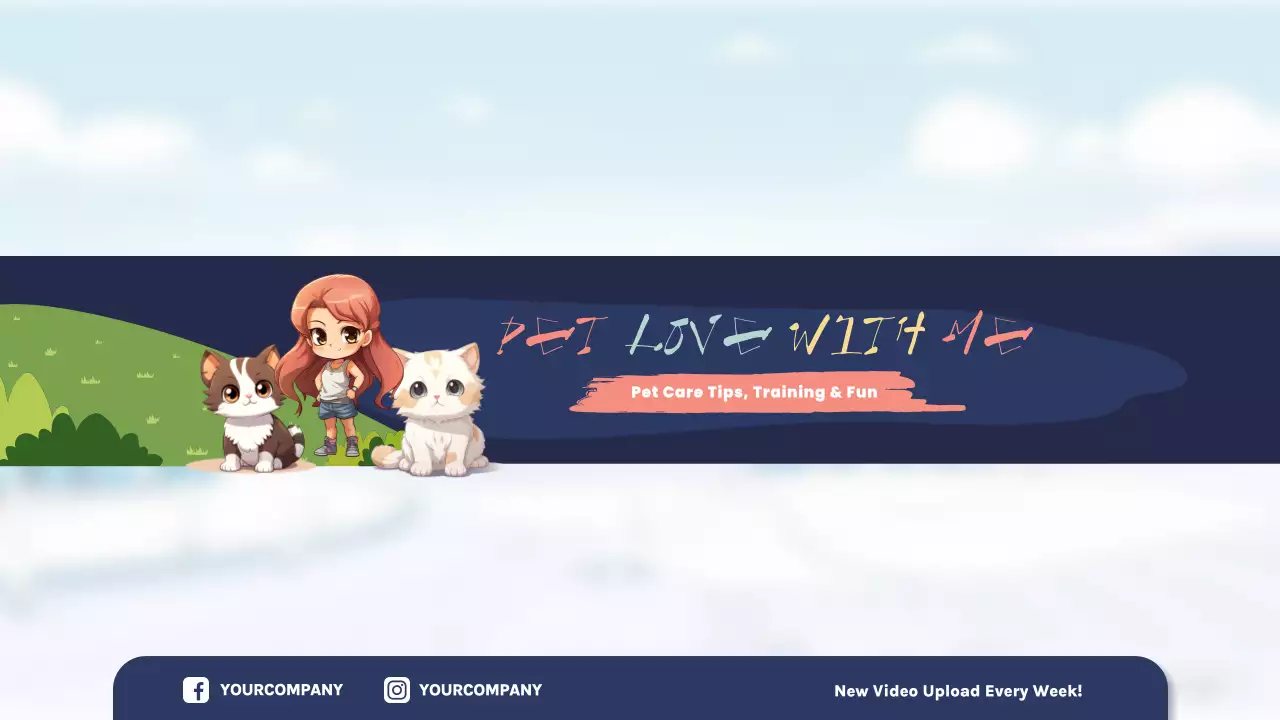 Blue Animation Pet Vlog YouTube Thumbnail