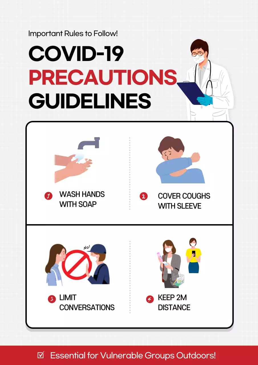 Red Simple Covid-19 Guideline Poster