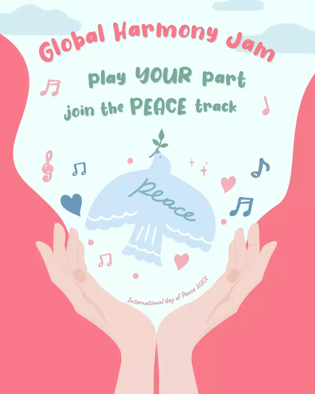 Pink and Blue Illustrative International Peace Day Instagram Post