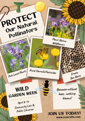Beige Rustic Pollinator Promotion Poster