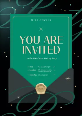 Green Elegant Holiday Invitation Poster