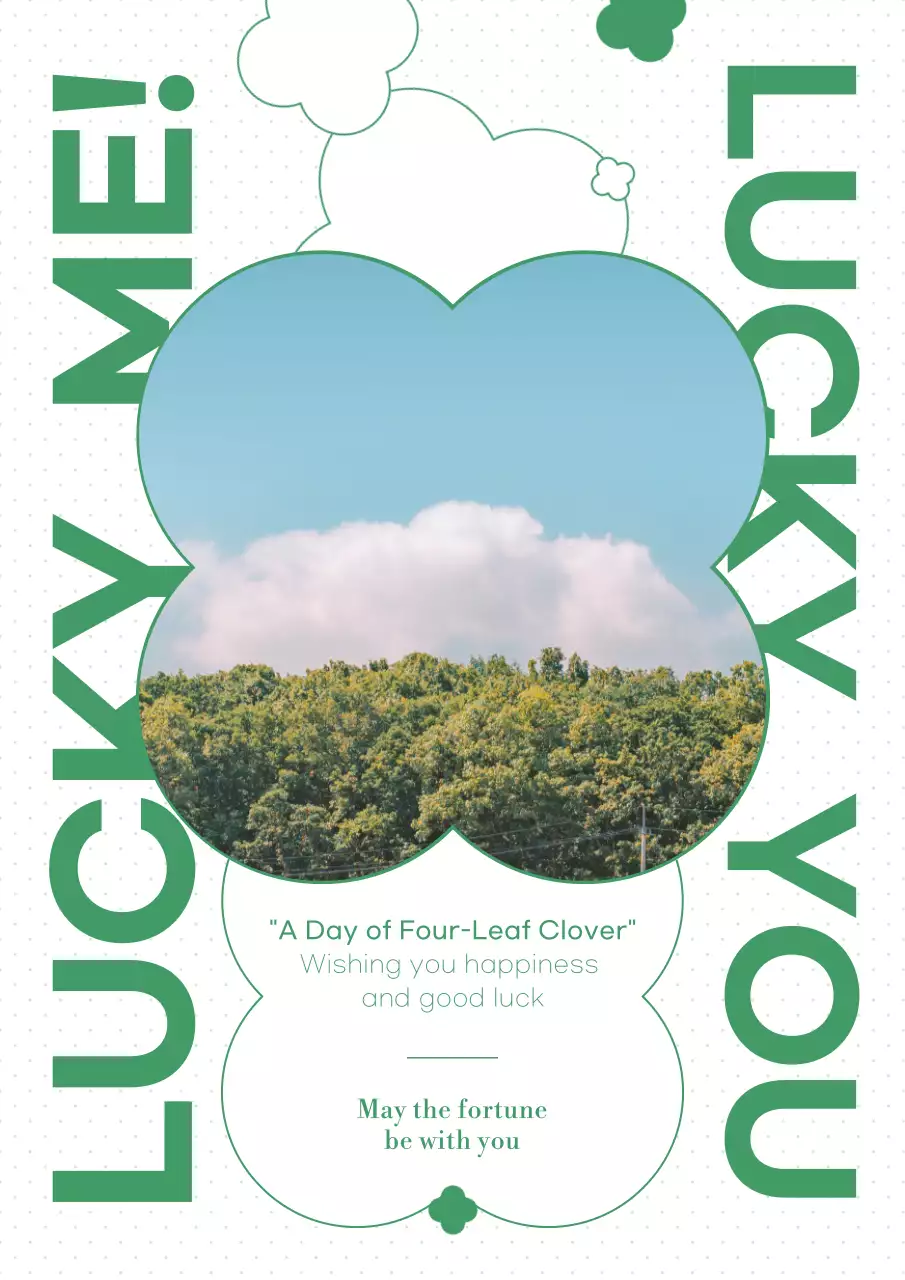 Simple photo frame in green with four-leaf clover artwork