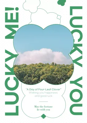 Simple photo frame in green with four-leaf clover artwork